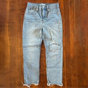 Madewell The Perfect Vintage Jean Preppy Light Wash Raw Hem Denim Blue Jeans 25P